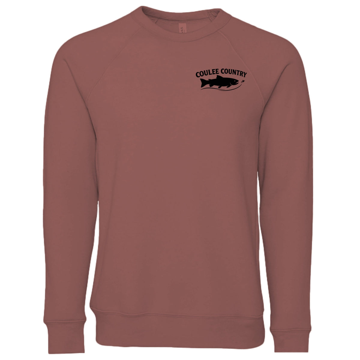 Coulee Country Current Crew sweatshirt in mauve, front