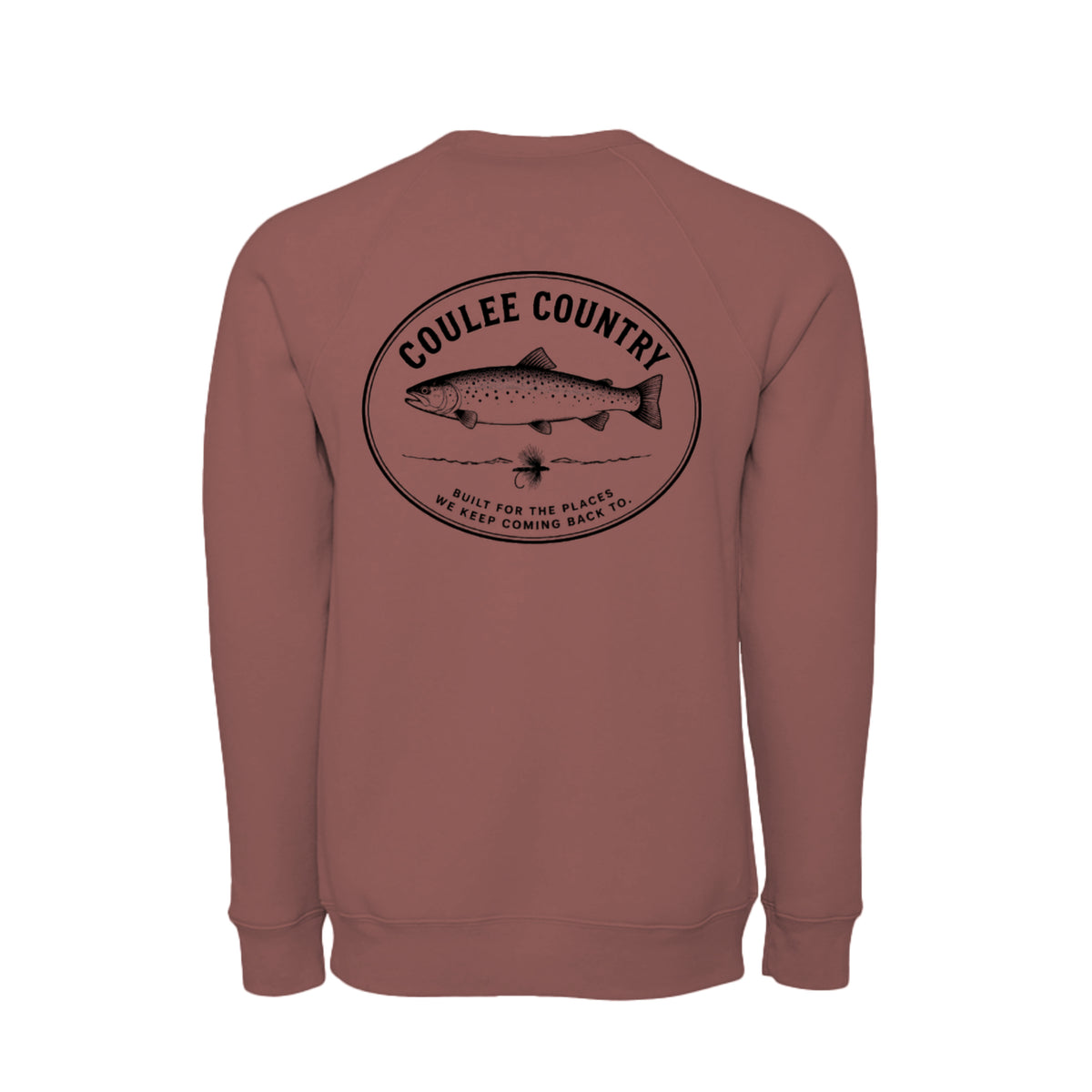 Coulee Country Current Crew sweatshirt in mauve, back