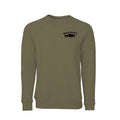 Coulee Country Current Crew sweatshirt in heather olive, front