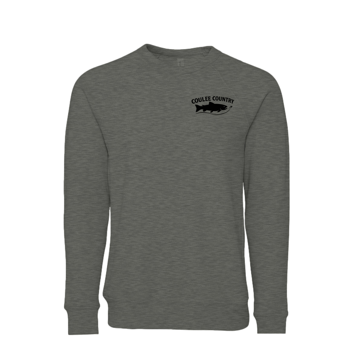 Coulee Country Current Crew sweatshirt in deep heather, front